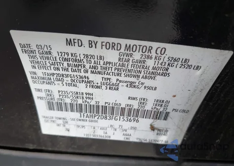 2015 Ford Taurus Se z USA, uszkodzony, nr VIN 1FAHP2D83FG153696
